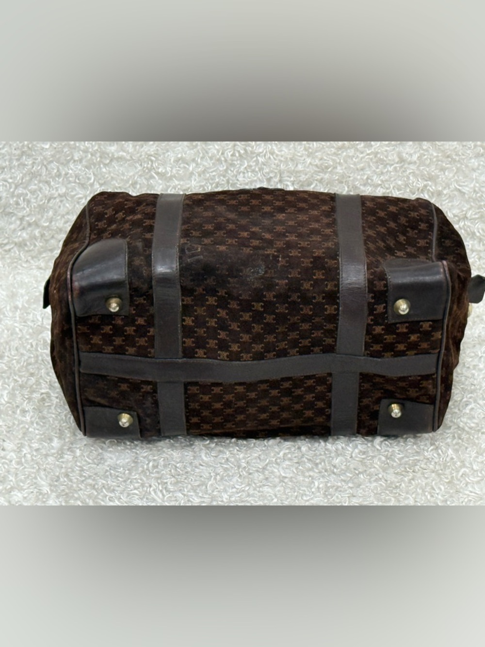 Céline Celine Brown Macadam Suede Boston Bag - Picture 9 of 15
